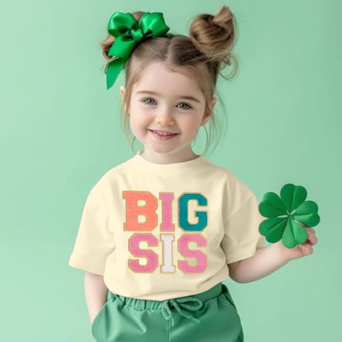 Big Sister Shirts for Girls Toddler Baby Big Sis T Shirt Towel Embroidery Tees Cute Short Sleeve Tops4