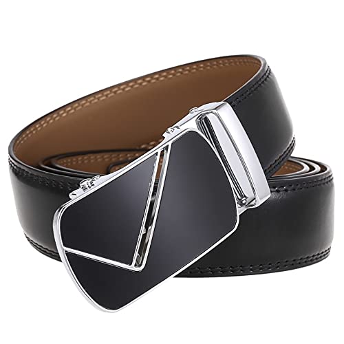 Genuine Leather Belts for Men Automatic Black Formal Male Belt Ratchet Buckle Belts (Color : Black, Size : 110 cm) (Black 120 cm)2
