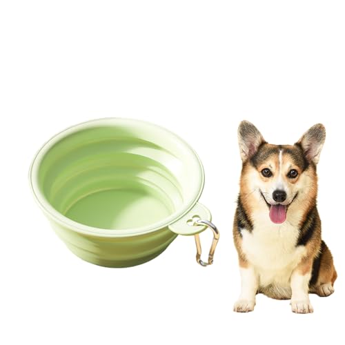 犬猫用碗 折りたたみ式ペット食器皿犬スローフード碗の詰まり防止携帯運動エネルギー補給水碗水鉢ベルトフック散歩用碗運動フィットネストレーニング350 mlと650 mlは小型犬、中型犬、すべての種類の猫に適している (?色, 350 ml)