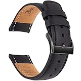 [ＳＥＵＥＲ＼時仕] 時計バンド 24mm クイックリリース ベルト レザー 替えバンド 本革ソフト肌に優しい 腕時計ストラップ メンズ レディース交換用(ブラック/黒色尾錠)