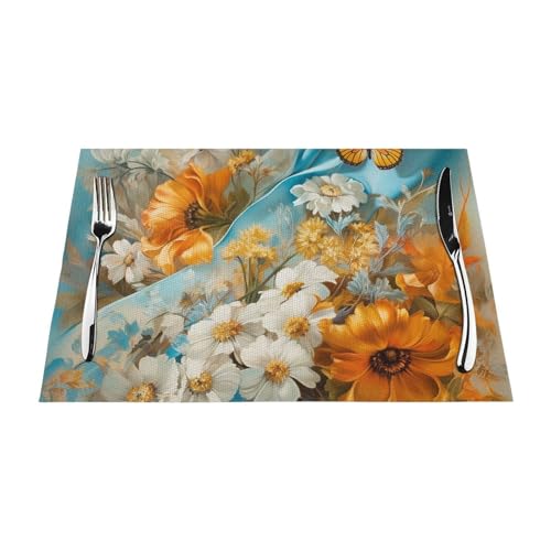 Sets de table tissés papillon bleu pour repas de fête et pique-nique