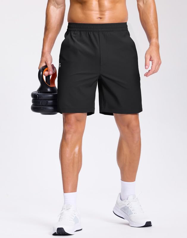 Image of GGJ Men's Lightweight Athletic Shorts with 2 Zipper Pockets 7 inch /9 inch /5 inch Gym Workout Running Quick Dry Tennis Shorts for Men