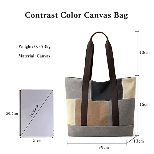 Image of CORIOS Women's Canvas Handbag Casual Shoulder Bag Patchwork Tote Bag