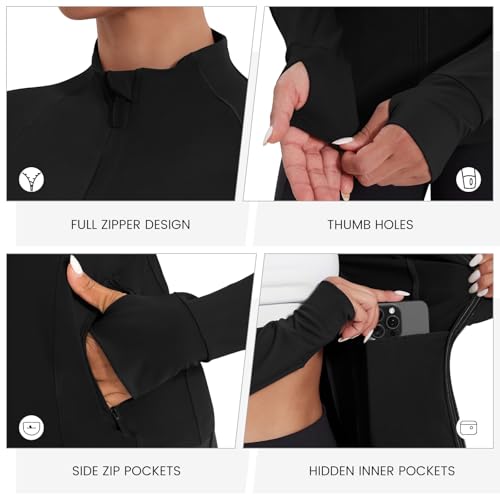 Workout Jackets for Women Lightweight Running Jackets Full Zip Yoga Athletic Clothes Slim Fit with Pockets4