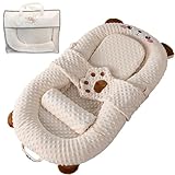 BLQCSLH Portable Baby Lounger,Infant Lounge Anti spit Wedge Pillow,Soft and Comfortable Removable Cover, Newborn Babies Essentials Foldable Infant Lounge (Brown Bear)