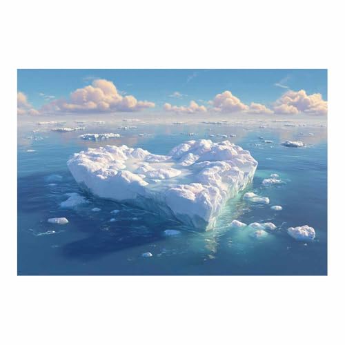 Décoration murale unique cœur de glace affiche toile abstraite 70x100cm bleu blanc