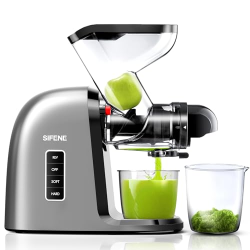 Image of Masticating Juicer Machine – 4.3” Extra Large Feed Chute, BPA-Free Cold Press, Easy Assembly & Hand Wash, Quiet Motor, High Juice Yield for Whole Fruits, Celery, Carrot, Leafy Greens, Gray