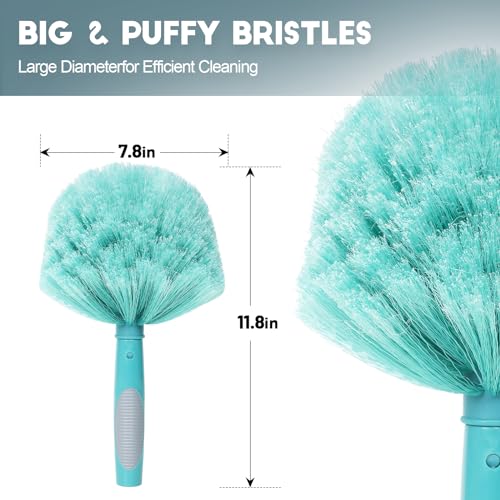 Image of TelesPro 20 Feet High Reach Cobweb Duster with 5-12Ft Extension Pole, Webster Cobweb Duster with 3-Stage Telescopic Aluminum Pole, Spider Web Brush for Outdoor & Indoor Cleaning - Soft Bristles.
