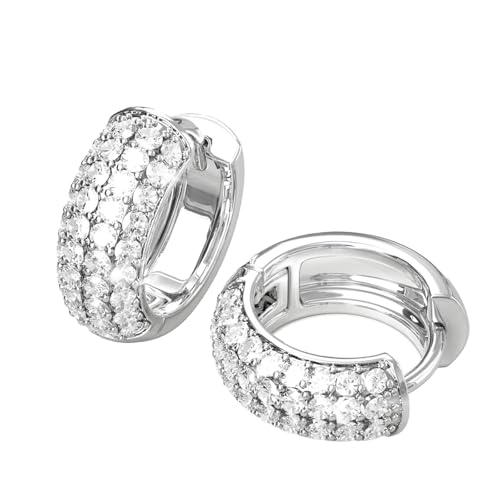 JOOTUEPO Pendientes de Aro de Plata 925 pendientes de Zirconia cúbica femenina de plata esterlina pendientes Para Mujer con Múltiples Agujeros