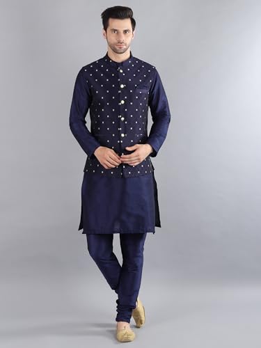 Image of Uri and MacKenzie Men's Silk Blend Kurta Pajama with Designer Ethnic Nehru Jacket /Modi Jacket