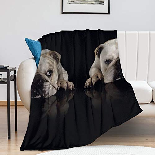 Fleece Flannel Throw Blanket Classic Air-Conditioned Quilts Reversible Fluffy Blanket Bull Dog Pattern Bed Throws For Couch Home Bedroom, 30 X 40 Inches #TOP6