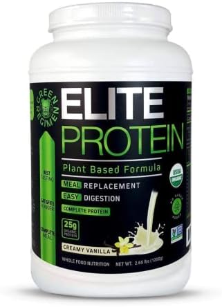 Green Regimen Elite Protein - Organic Plant Based Protein Powder, Vanilla, 25 Grams of Pea and Hemp Protein, Meal Replacement Protein Shake, USDA Organic, Non-GMO, Dairy-Free - Vegan - 30 Servings