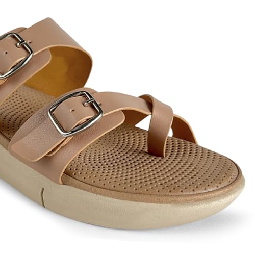 Image of KazarMax Women Magnolia Lightweight Double Strap | Cushioned | Bounce Back | Comfortable Flat Sandals