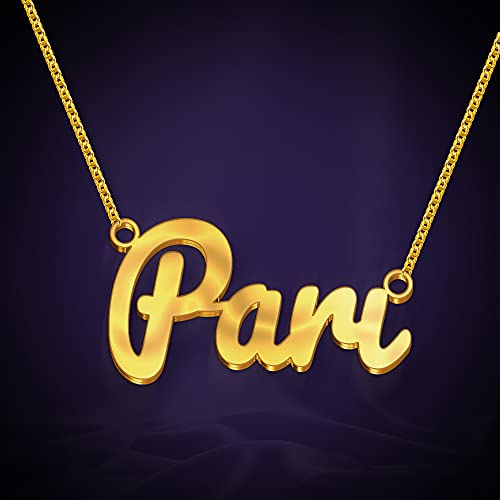 Image of Pari Cursive Gold & Silver Name Pendant Necklace, Best Jewelry Gift for Girls.