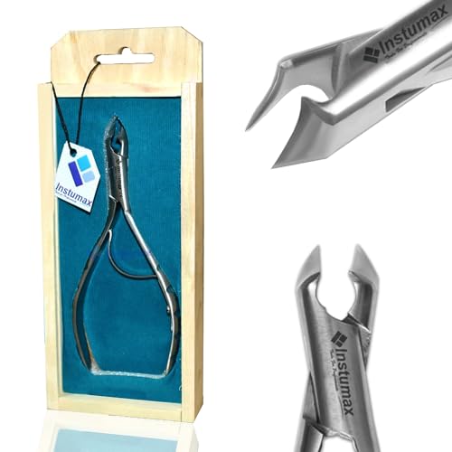 Professional Podiatrist Toe Nail Clipper for Thick & Ingrown Nails - Heavy Duty, Sharp, Curved Cutting Edge Toe Nail Cutter Made with Japanese Stainless Steel - for Men, Women & Seniors by INSTUMAX