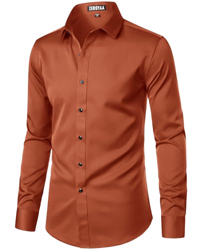 ZEROYAA Men's Long Sleeve Dress Shirt Modern Slim Fit Wrinkle-Free Casual Business Button Up Shirts2