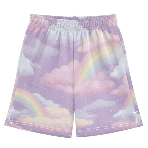 Rainbow Cloud Kids Shorts Pull-on Boys Shorts with Elastic Waist Casual Athletic Pants for Outdoor Summer Playwear