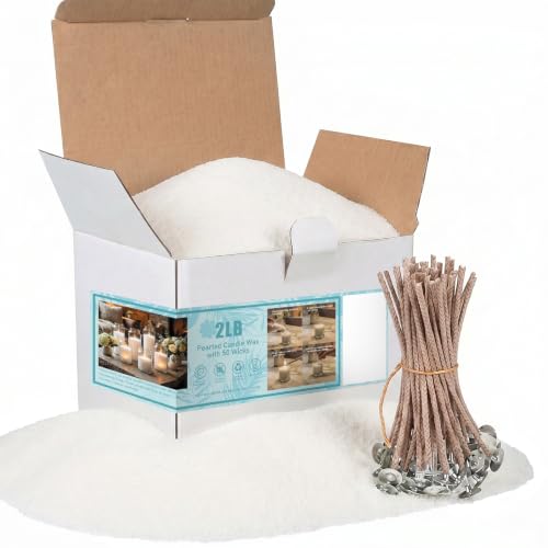 BISWYLBLJ 2 lbs White Natural Pearled Candle Sand Kit with 50 Wicks