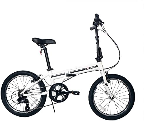 ZiZZO Campo 20 inch Folding Bike with 7-Speed, Adjustable Stem, Light Weight Frame (White)