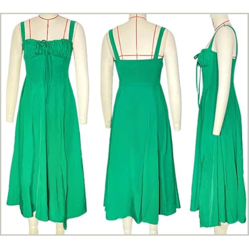 Image of Floral Corset Midi Dress Square Neck A Line Dress with Slit | Square neck floral midi dress with front tie bust wide straps A-line skirt side slit and lightweight fabric