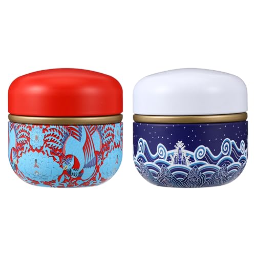 ZUNOXAZ Tarros de de Metal Sellados para Cocina, Botes para Conservas Tapa, 2piezas Color Azul y Rojo, Ideales para Almacenamiento de Azúcar y Café Hogar