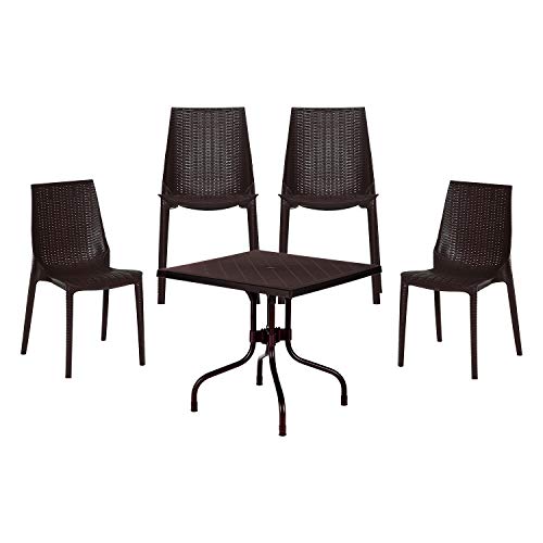 Supreme Lumina Set of 4 Chairs and 1 Olive Table (Globus Brown), (Model: LuminaOliveGlobusBrown5), Four Seat