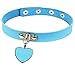 AKOAK Fashion Cool Rock Style Steampunk Punk Goth Heart-Shape Pendant Link PU Leather Collar Choker Necklace(Light Blue)