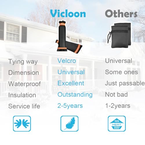 Vicloon Outside Tap Covers for Winter 1pcs 26 * 64cm Large Outdoor Tap Cover Insulated Protector - Image 4