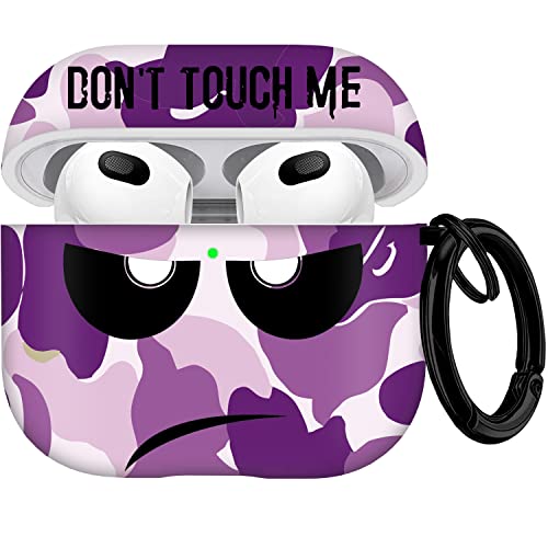 Image of for Airpods 3 Case 2021, Don't Touch Me for Airpods Cover with Keychain Soft Cute Shockproof Cover for Women Men Compatible with for Airpods 3 Charging Case,Purple