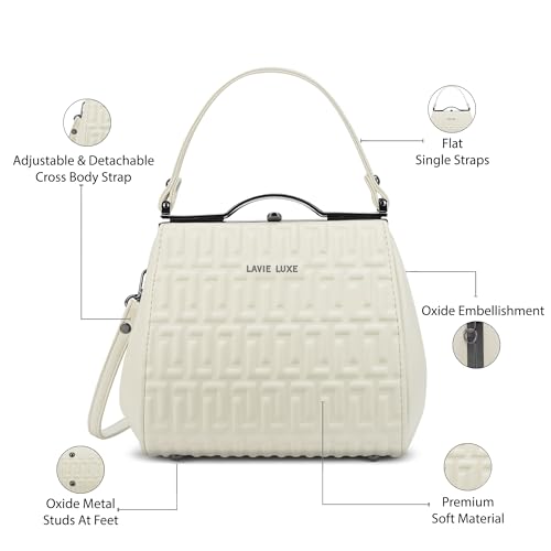 Image of Lavie Luxe Women's Fluffel Frame Satchel Handbag for Women | Satchel Bag for Work | Ladies purse | Stylish Shoulder Bag | Gift For Women