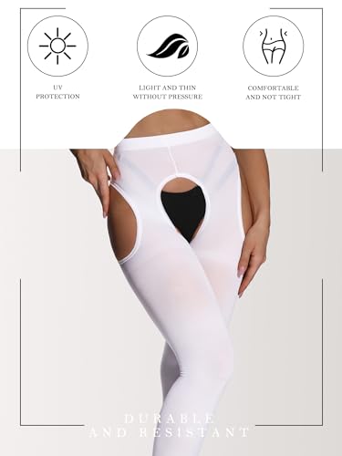 Image of SUREPOCH Suspender Tights for Women Plus Size Garter Belt White Control Top Pantyhose