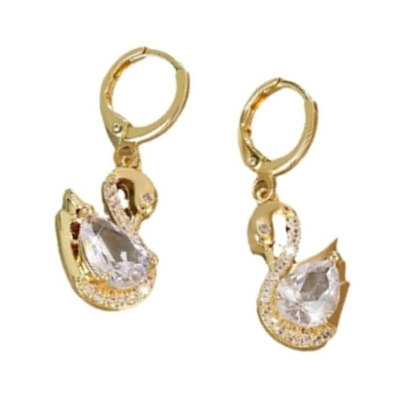 bifanxi Stylish Swan Pendant Earrings for Women | Copper Inlaid Zirconium Earrings Lightweight Earrings for Women-picture-49