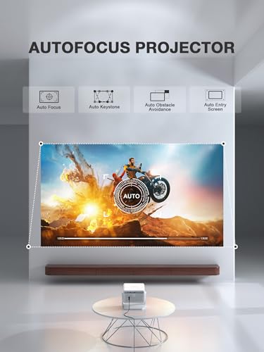 Image of 【Built in Netflix App & 3000 ANSI】Smart Mini Projector with WiFi and Bluetooth, Auto Focus & Keystone Portable Outdoor Projector, AuKing Home Theater Proyector with Adjustable Stand(White)