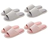 4 Pairs Unisex Hotel Slippers Hausschuhe für Gäste Set, Guest Slippers,Non-Slip Linen (2 Grey Eu 41 43 and 2 Red Eu 36 39, Erwachsene, Damen, 36, Numerisch (von/bis), EU Schuhgrößensystem, 43, M)