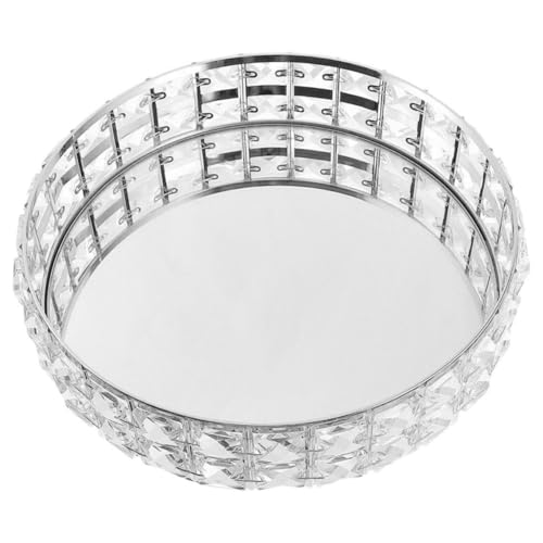 Homoyoyo Vassoio Portaoggetti Rotondo in Cristallo con Superficie Specchio Organizer per Gioielli e Cosmetici Vassoio Decorativo da Bagno e Toeletta Argento Elegante per Casa e Vanity