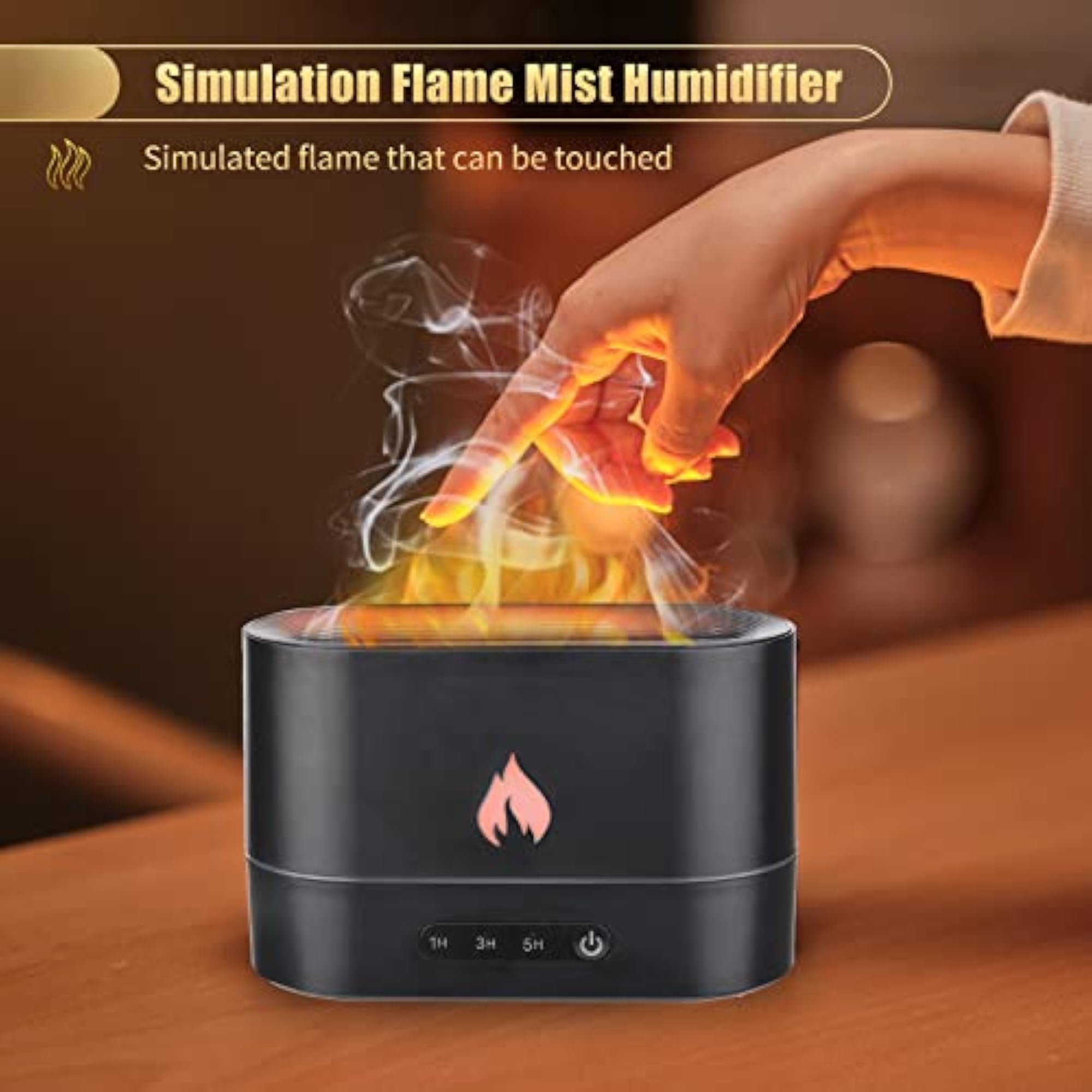 EXCLUZO 250mL Simulation Flame Mist Humidifier with Night Light