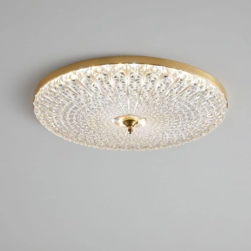 Plafonnier décoratif de plafond en acrylique doré et éclats de cristal