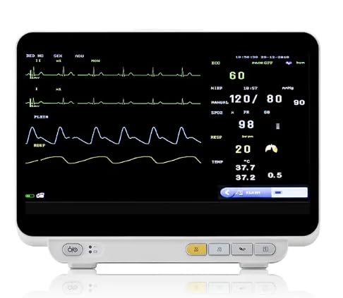 TenTabs Yonker Multipara Patient Monitor YK-8000D with Adult Probe | 5 para Patient Monitor | ICU Vital Signs Monitor for Adult | TFT Display | Hospital Clinic (1 Yr Warranty)