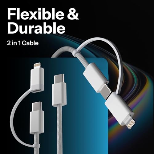 Image of 2 IN 1 USB C to Lightning & Type-C Charging Cable [MFi Certified + 2 Yrs Warranty] Fast PD Charging for iPhone 16e /16 /16 Plus /16 Pro & Pro Max,iPhone 15 /15Plus /15 Pro & Pro Max,14 /13 /12 Series & More