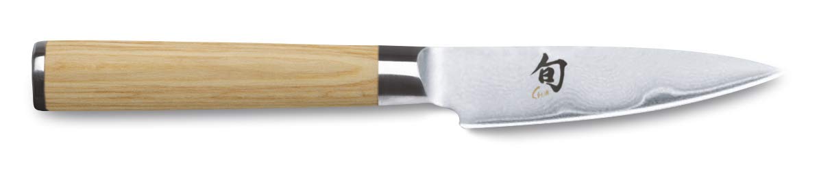Palatina Werkstatt ® Kai Shun Classic White Bundle DM-0700W - Cuchillo japonés de oficina + DM-0777W | cuchillo de cocina Kiritsuke limitado | + tabla de madera de barril de 30 x 18 cm