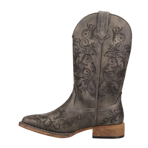 ROPER Womens Bailey Laser Square Toe Casual Boots Mid Calf Low Heel 1-2" - Black3