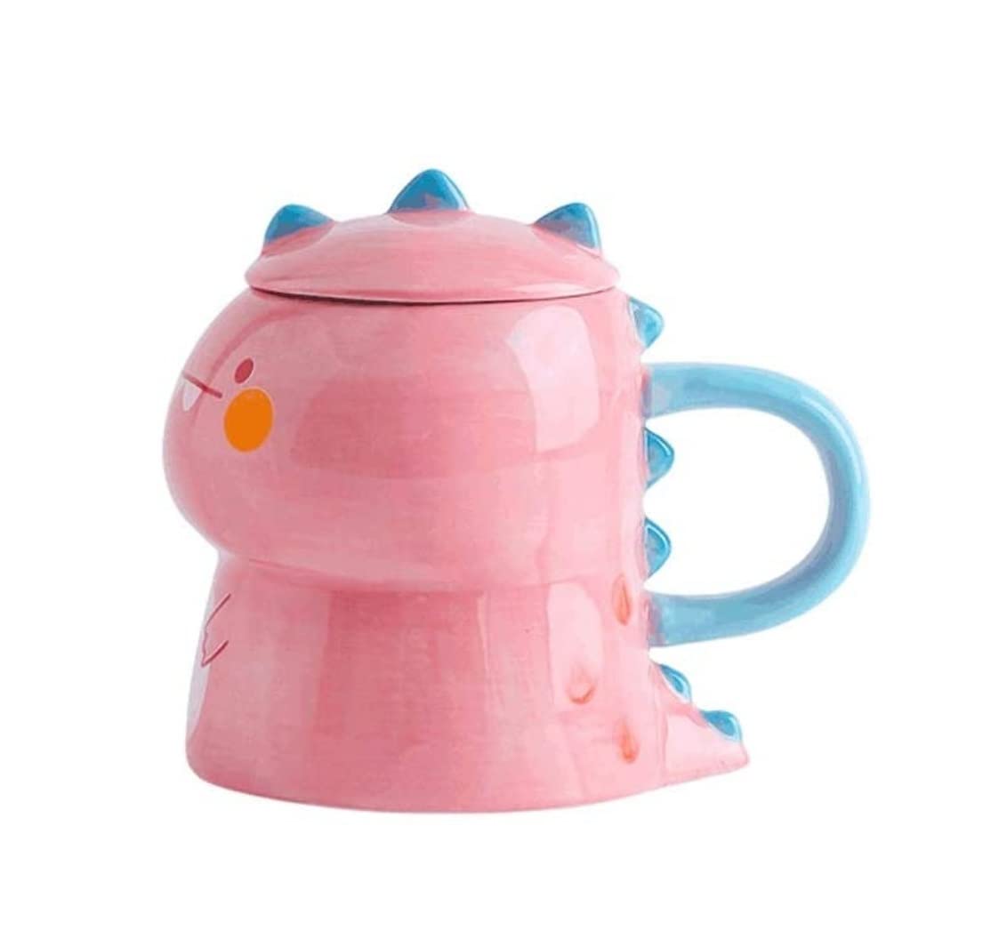 Taza de Té Taza de Café Taza De Café con Forma De Dinosaurio, Taza De Cerámica Bonita, Taza De Café Grande, Gran Regalo, Multifuncional Tazas Taza Cafe (Color : Light Pink, Size : 450ml)