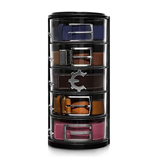 ELYPRO Belt Organizer - Acrylic Organizer and Display for Accessories like Belts, Jewelry, Watch Case, Cosmetics, Makeup Organizer, Bow Ties, Bracelets, Crafts, Toys. Compact Closet Organizer