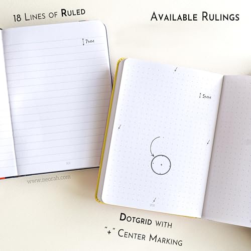 Image of NEORAH -A6 DOTTED | 368 Pages - 110 Gsm | PAGE A DAY JOURNAL (14.8 X 10.5 cm)-Hardcover Dot Grid Notebook |Back Pocket |3 Silk Book Mark - Completely HANDMADE for Journaling,writing - YELLOW