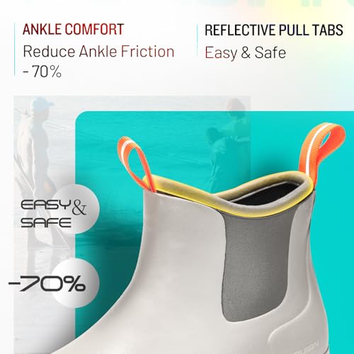 Image of Furuian Men's Deck Boots Fishing Boots Waterproof Rain Boots Ankle Booties Slip On Neoprene Rubber Footwear Chelsea Boots Men botas para hombre for Gardening Fishing Boating Camping Sailing