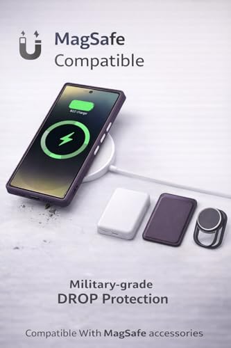 Image of DIZORO Premium Magnetic Case for Samsung S24 Ultra, [Military Grade Drop Protection][Fit for MagSafe], Slim Anti-Fingerprint & Soft Touch Full Body Protective Cover for Samsung S24 Ultra (Deep Purple)