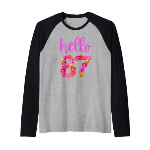 Flor de cumpleaños de 87 años Hola 87 Es mi cumpleaños 87 Camiseta Manga Raglan