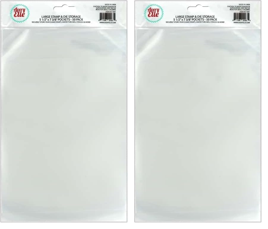 Image of Avery Elle SS-5001 Stamp & Die Storage Pockets 50 /Pkg Large 5 inch x 7 3 /8 inch, White /Clear, Single Pack (Pack of 2)