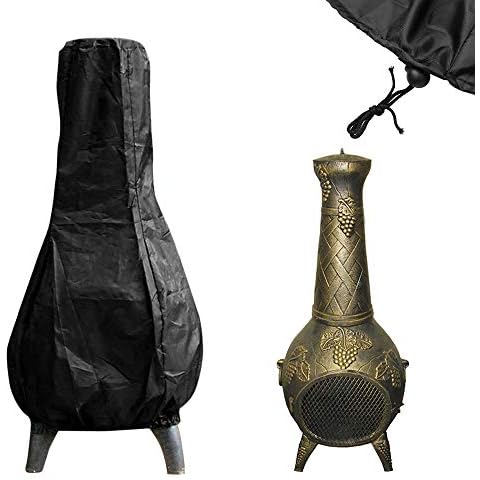ODOMY Fire Pit Cover Chiminea Cover 28DIAMETER x 40H Patio Outdoor Waterproof Chimney Fire Pit Fountain Protective Garden Heater UV Cover Year Around Protection Cover