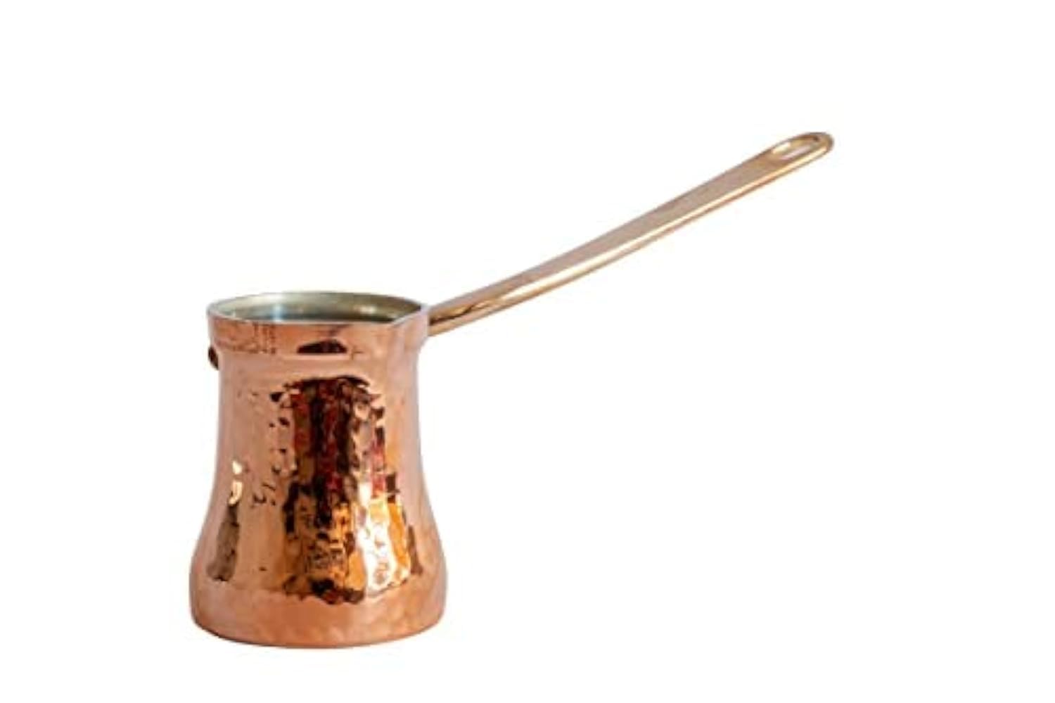 Ozerlat - Soy Handmade, Artisan, Silver Lined, Copper Turkish Coffee Pot ‘Cezve’ for Stovetop Brewing (Medium 140ml)